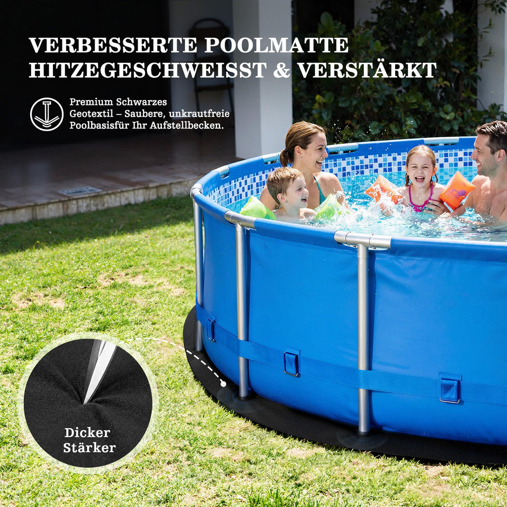 UIRWAY 12FT Round Pool Liner Pad for Above Ground Pool, [2026 New 300G/M² Thicker Heavy Duty] Black Seamless Double Density Pool Underlayment Pad, Puncture Resistant Weed Barrier, Cushion Protection