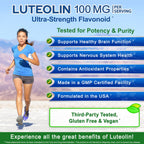 Luteolin 100mg - 120 Capsules - Luteolin Supplement & Powder Complex Pills Commonly Taken with Quercetin - Supports Brain & Memory Health