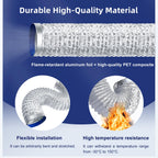 Dryer Vent Hose 4 Inch - Flexible Fire-Resistant Aluminum Duct with Stainless Steel Clamps for Tight Spaces, Dryers, Bathrooms, Workshops, Grill room & Grow Tents (16.5 ft)