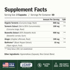 Boswellia Serrata Turmeric Supplement for Joint Support & Inflammation Balance – Turmeric Boswellia Supplement with Ginger & Black Pepper Extract for Enhanced Absorption – Non-GMO - 120 Capsules
