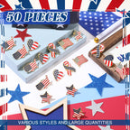 Inbagi American Flag Lapel Pins Bulk USA Waving Flag Pins Memorial Day Veteran Gifts Souvenir Hat Men Women Patriotic (50 Pcs)