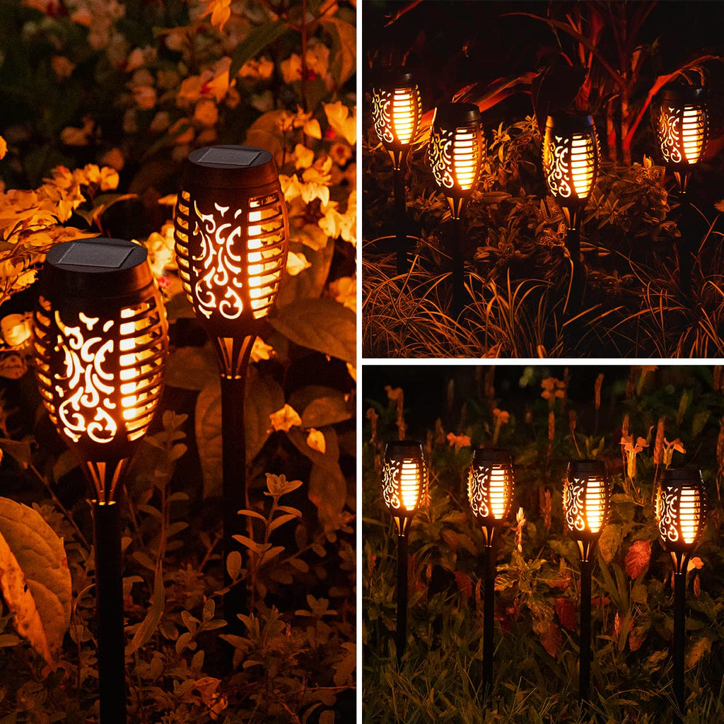 10Pack Solar Torch Light Outdoor Flickering Flame for Halloween Decorations