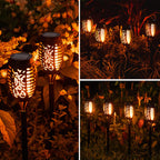 10Pack Solar Torch Light Outdoor Flickering Flame for Halloween Decorations