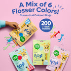 SmartLifeco Eco-Friendly Kids Flossers (200ct) - Dental Floss Picks for Children Made with Straw Wheat, Fluoride & PFA Free, Toothpick Flossing Sticks for Toddler Teeth, No Shred Thread, Unflavored