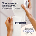 Betterway Bamboo Toilet Paper 3 Ply - Sustainable Toilet Tissue - 24 Long-Lasting Rolls & 360 Sheets Per Roll - Septic Safe - Organic, Plastic & PFAS Free - FSC Certified