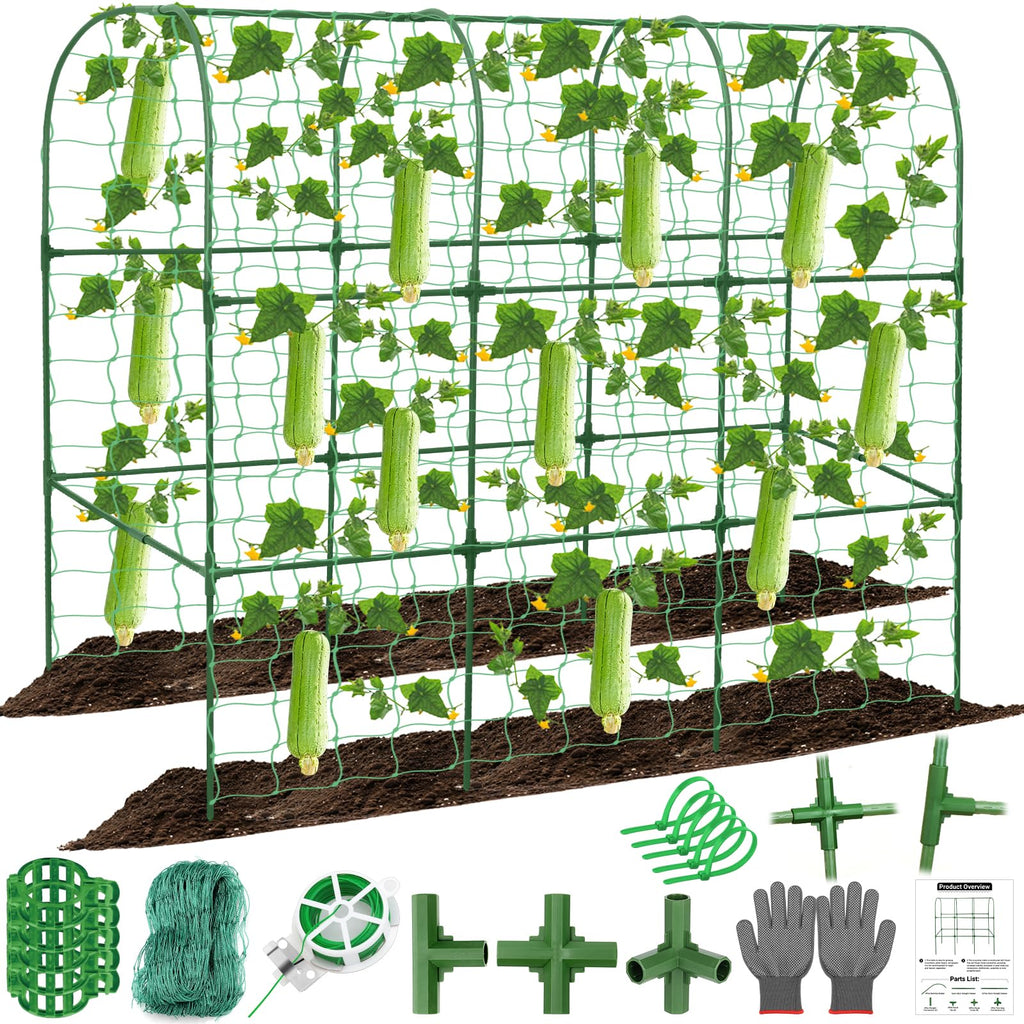 Cucumber Trellis for Raised Bed 51 x 50 Inch U-Shape Garden Trellis for Climbing Plants Outdoors Metal Garden Cucumbers Arch Trellis, Cucumber Plant Support for Tomato, Pea, Zucchini, Vine Flower