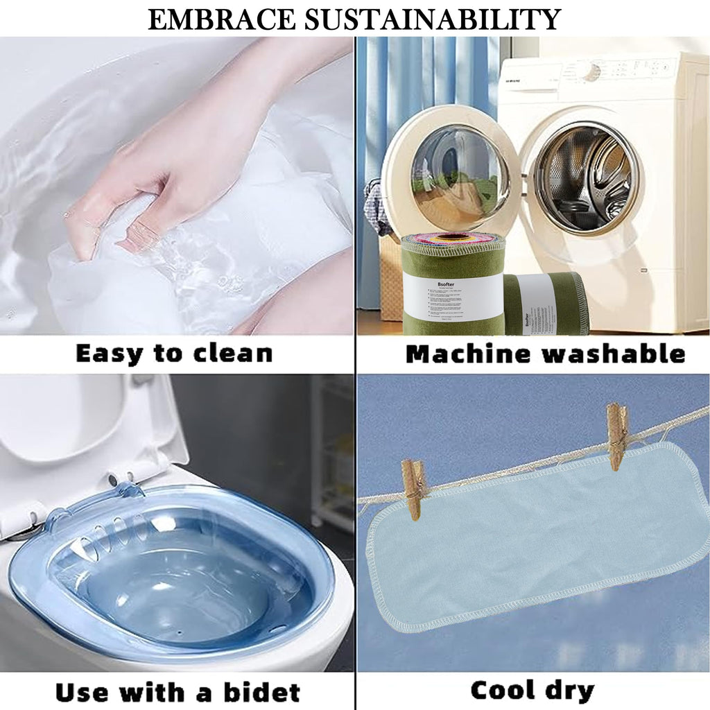 Bsofter Reusable Toilet Paper Rolls – 28 Pcs Reusable Washable Bidet Wipes,Cloth Bidet Towels,Toilet Tissue Camper RV Toilet Paper,Paperless Tp Reusable Baby Wipes Alternative