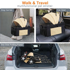 3 in 1 Pet Dog Stroller for Small Medium Dogs 10-50 lbs, Foldable Cat-Strollers for 2-Cats with Removable Carrier, Pet-Strollers for Cats with Storage Bag, Small Puppy-Stroller, Dog-Cart (Brown)