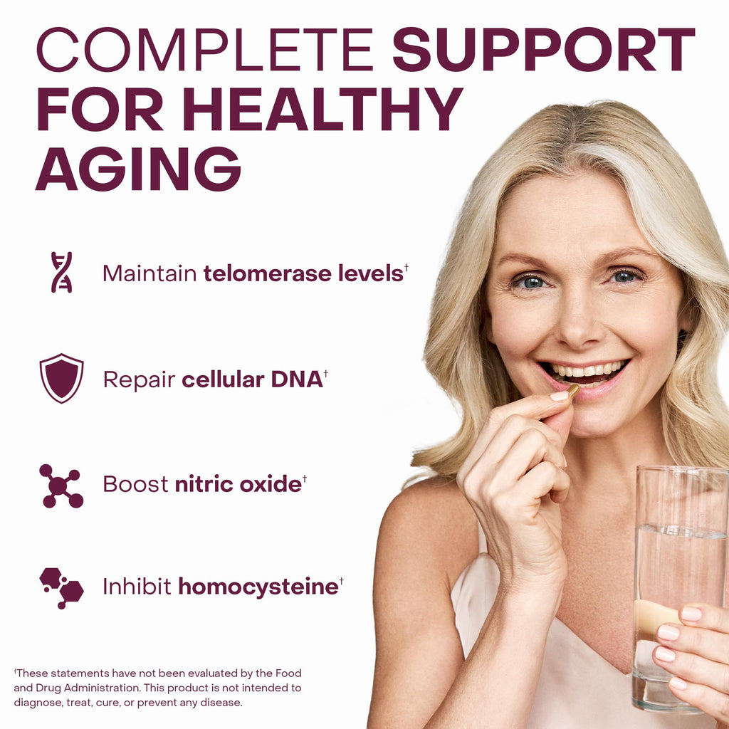 Healthycell Telomere Length Supplement - Anti-Aging Telomere Lengthening Supplements with Phytonutrients & Vitamins for Cellular Health - AC-11, Astragalus & Resveratrol - 30 Capsules