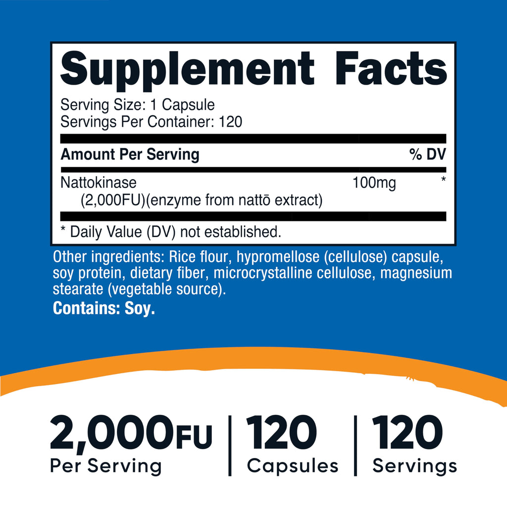 Nutricost Nattokinase 2,000FU, 120 Capsules - Gluten Free, Non-GMO, Vegetarian Friendly (Pack of 2)