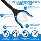 GrabRunner 38 Inch & 44 Inch Extra Long Grabber Reacher Tool Set – Extendable Reacher Grabber Pickup Tools for Seniors, Disabled and Hard-to-Reach Areas, Ergonomic Grip & Lightweight Design（Blue）