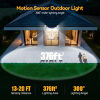TECKNET 416 LED Solar Powered Outdoor Lights, 300° Angle & 3 Lighting Modes Motion Sensor Light Outdoor, Security Solar Lights Waterproof - 2 Pack, White, Cold Light