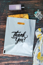 Infinite Pack Silver 16"x18"(500pcs) Thank You plastic Merchandise Bags Die-Cut Handles, Perfect for Retail Shopping, Boutiques, Goodie bags, and Gift Packaging & Favors, 1.75MIL Reusable Plastic Bag