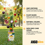 JUGO Kids Daily + SUPERFOODS Multivitamin Gummies for Picky Eaters with Super Greens & Super Fruits, Vitamin C, A, and Zinc Supplements with Biotin, Gluten-Free, Non-GMO, 50 Count
