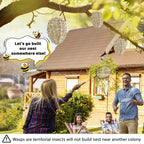 4 Pack Wasp Nest Decoy, Woven Reed Fake Wasp Nest for Outdoor Decor