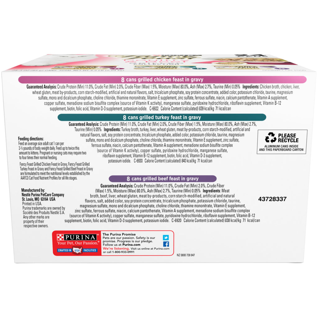 Purina Fancy Feast Poultry & Beef Wet Cat Food Variety Pack, 3 oz, 24-Pack