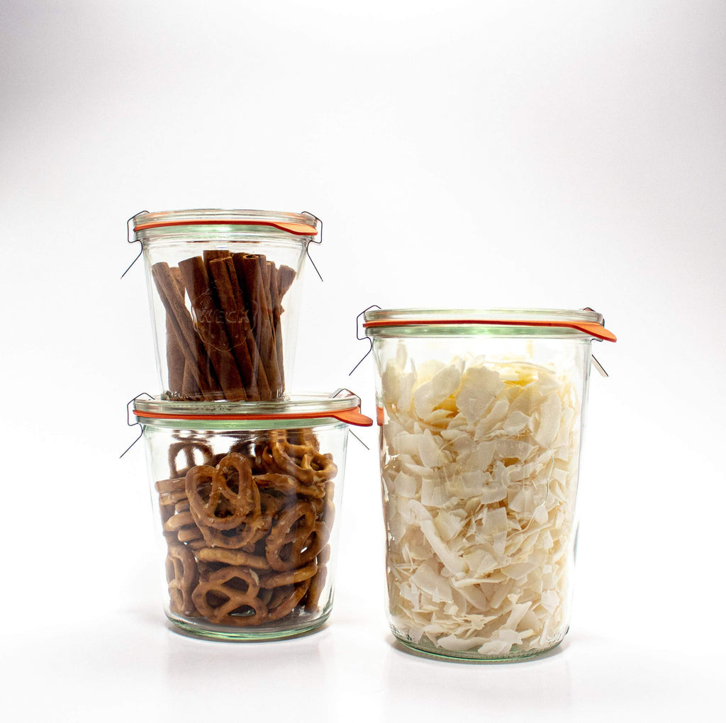 WECK 743 Glass Canning Jars with Lids, Sourdough Starter Jar 2 Pack