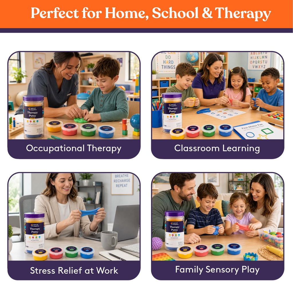 Special Supplies Therapy Putty for Teens and Adults - Resistive Hand Exercise Stress Relief Therapy Putty Kit, Set of 4 Strengths, Three Ounces of Each Putty (Primary Colors)