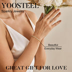 Yoosteel 14K-Gold-Plated Bezel Tennis Bracelet for Women,6.5 In CZ Bracelet