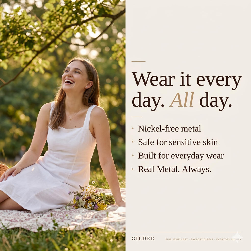 Gilded 1/4 ct. T.W. Round Lab Diamond Stud Earrings for Women | 925 Sterling Silver Studs | Hypoallergenic Fine Jewelry | 4-Prong Basket, Push Back Nut | SI1 Clarity, F Color, Round Cut