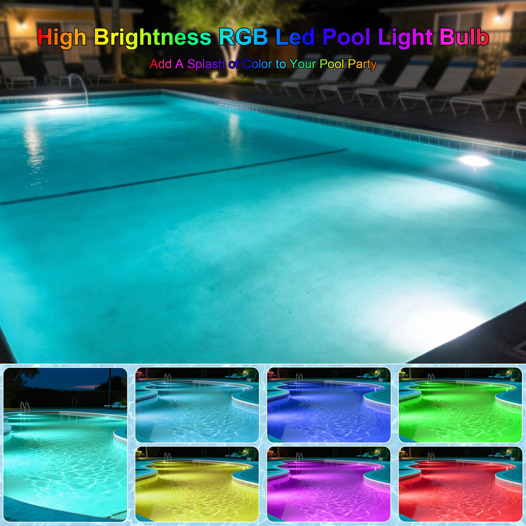 Jadisi Pool Lights for Inground, LED Light Bulb for Above Ground Swimming Pool, LED Lights for Inground Pool, 120V Spa Light Bulb E26 Base, Multi-Color & Adjustable Brightness - Black 90W