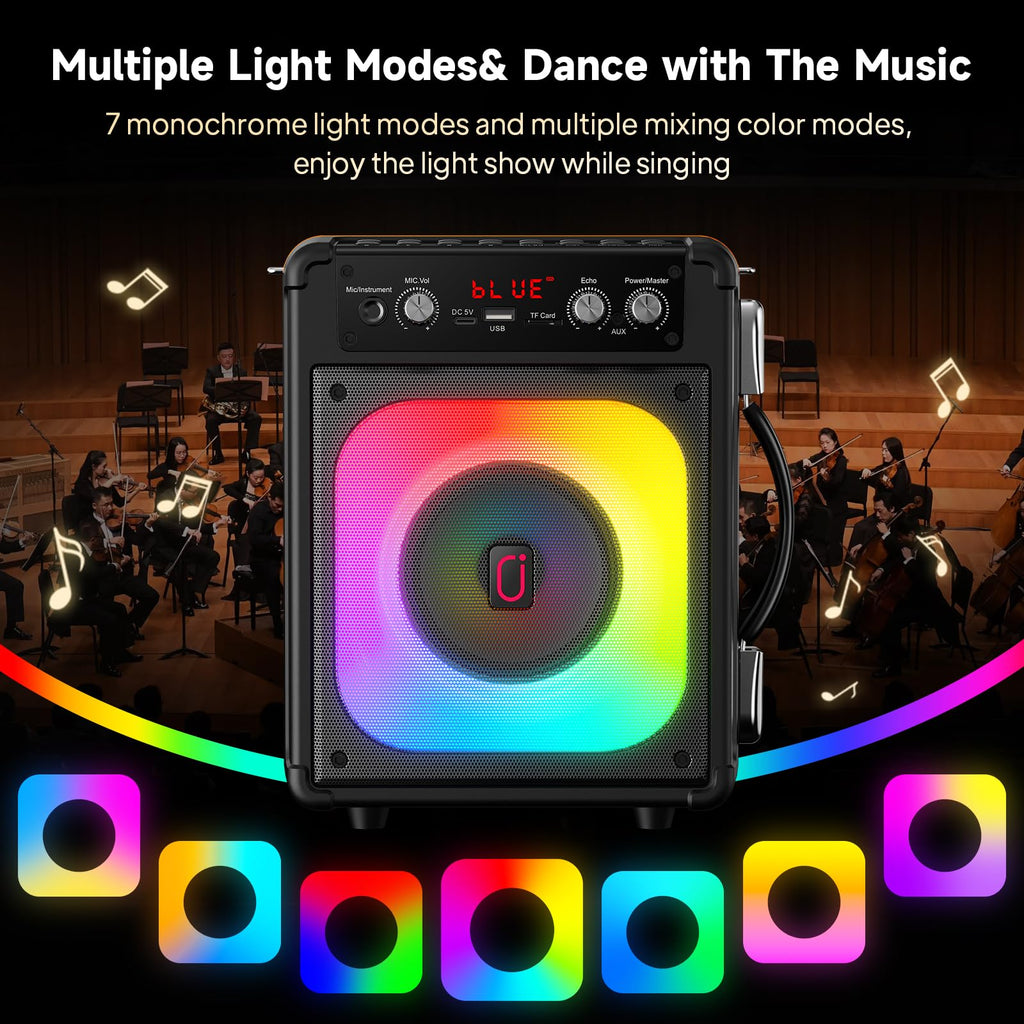 HWWR Karaoke Machine with 2 Mics for Adults & Kids, Stage Subwoofers Set