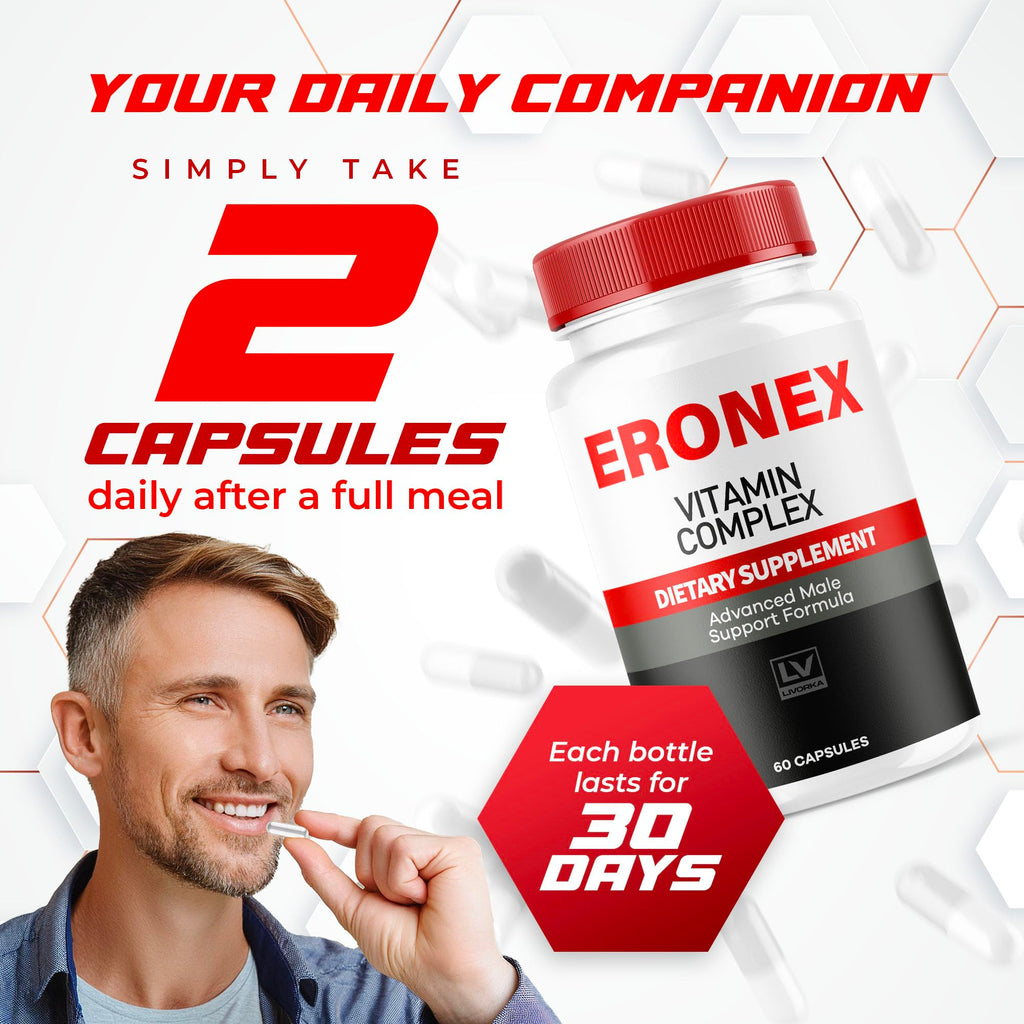 LIVORKA (2 Pack Eronex Vitamin Complex Pills, Eronex Capsules, Official Advanced Formula Capsulas, Eronex All-Natural Support Pills, Eronex Pastillas Reviews, 120 Capsules for 2 Months