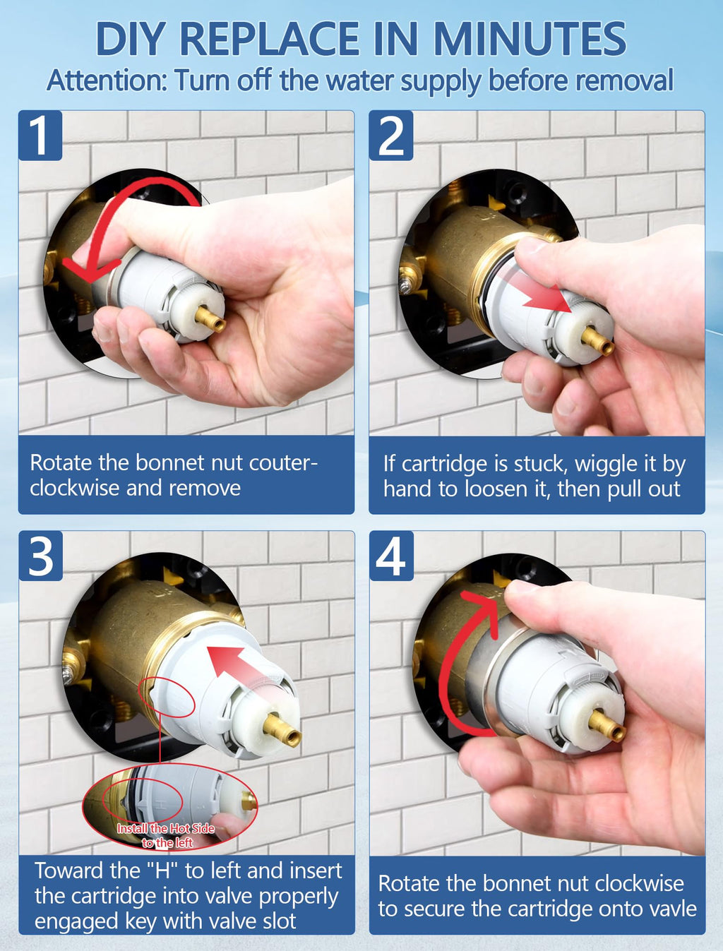 LOWCUS Shower Cartridge Replacement for Delta RP46074 (2006-Present) 1-Pack, Compatible with Delta 13 14 Series Single Handle, Includes Bonnet Nut, Fix Leak or Drip, Temperature or Pressure Issues