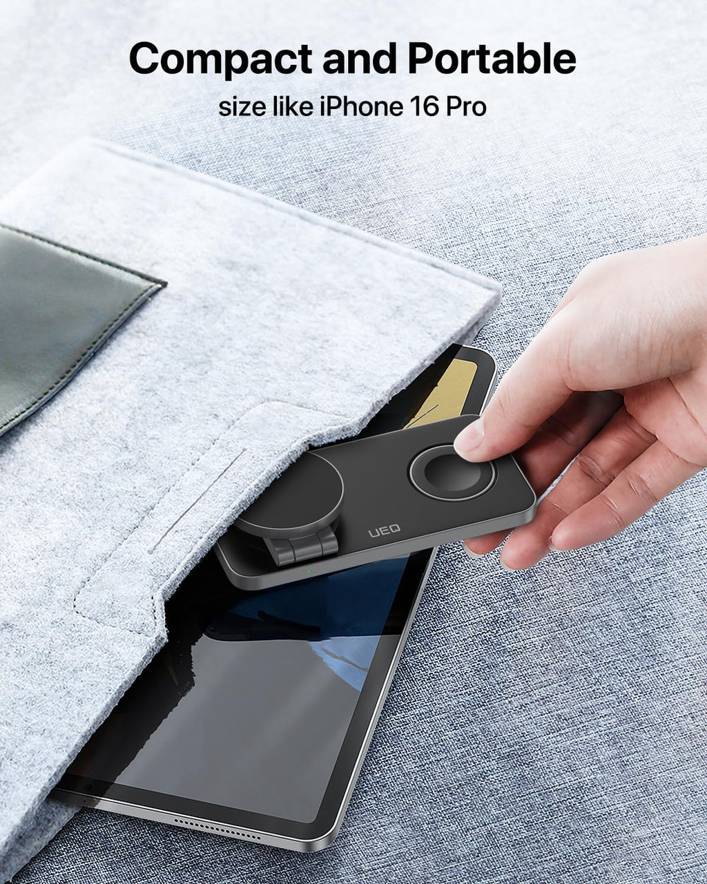 UEQ Foldable 3 in 1 Wireless Charging Station for Apple Magsafe Charger Stand,Fast Magnetic Wireless Charger Station for iPhone 18 Pro Max 17 Air 16 15 14 13 12 Series,Apple Watch,AirPods(Pure Black)