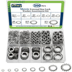 Vifmy Star Washers External Tooth Lock Washers Assortment (M2.5-M12) 500Pcs