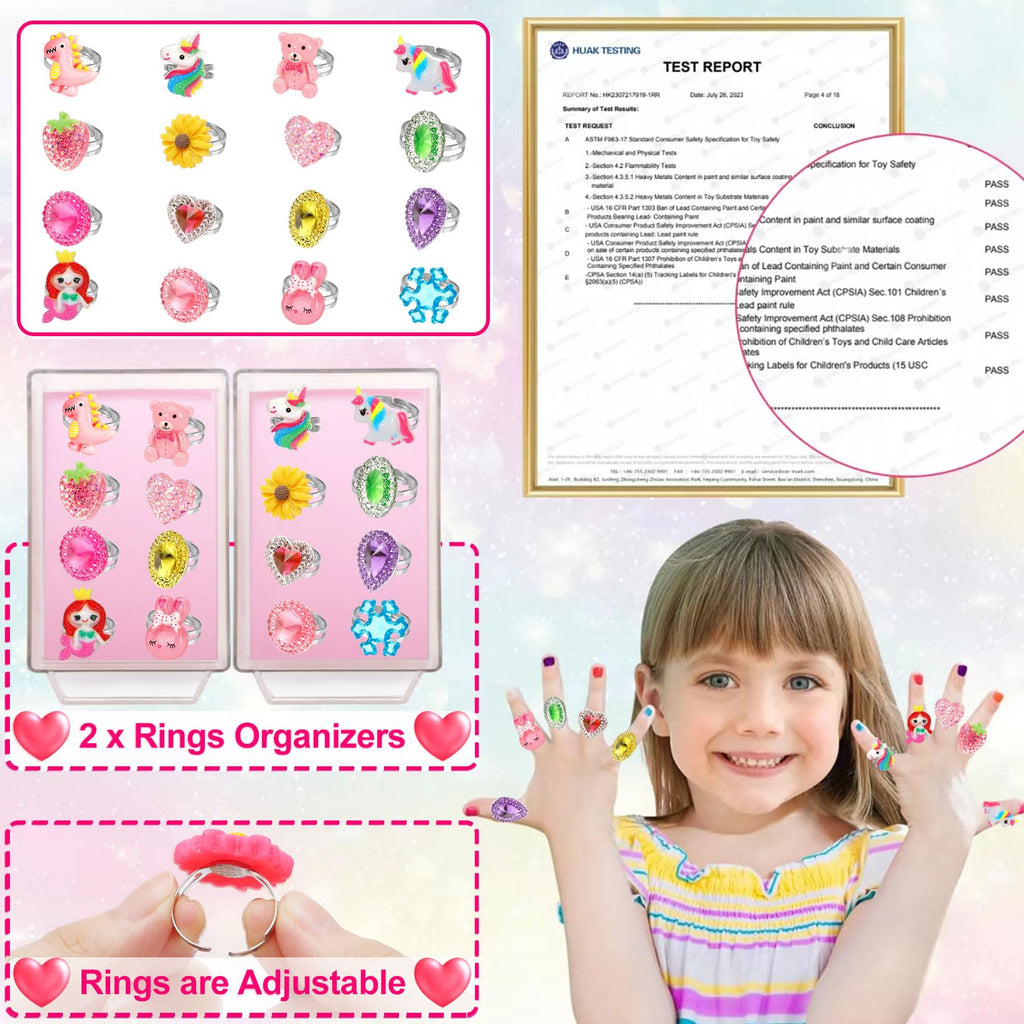 Jewelry Toys-for-Girls, Toddler Girl Toys Age 6-8, Lovely Rings Earrings