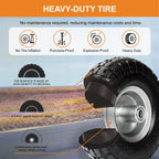 4.10/3.50-4 Tire and Dolly Wheel Flat Free - Solid Rubber Hand Truck Wheels 5/8" Axle - Gorilla Cart Tires Replacement for Garden, Wagon, Yard and Wheelbarrow (10 Inch 4 Pack)