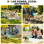 ZMLBTF 14" Solar Powered Fan with 20W Solar Panel & Rechargeable Battery, Portable, Quiet 12 Speed, 360° Tilt Head for Outside, Camping, Travel, Greenhouse, Chicken Coop, Patio, gazebo (Yellow)