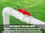 EPHECH 2PCS 2" PVC Ball Valve, SCH40 Slip PVC Water Pipe Valve with Easy Turn Red T-Handle, Shut-Off PVC Ball Valve Socket for Swimming Pool, Sprinkler Lines, Outdoor Plumbing & Irrigation System