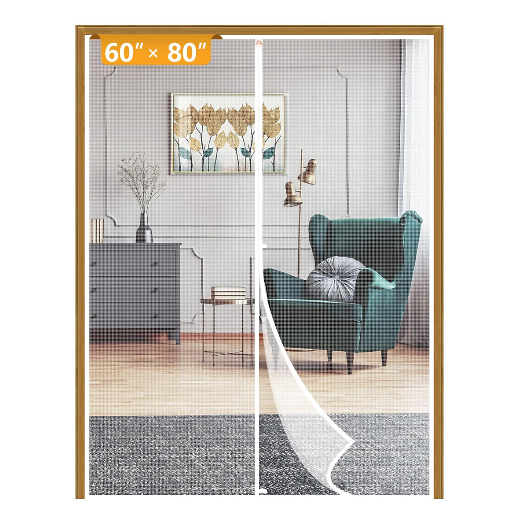 Yotache Door Screen with Magnets Fit Doors 60 x 80, Screen Size 62" x 81" Hanging Net for Patio Sliding Doors, White