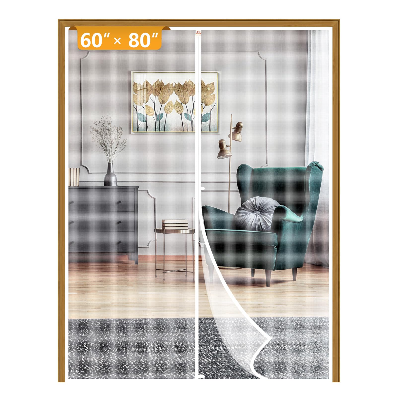 Yotache Door Screen with Magnets Fit Doors 60 x 80, Screen Size 62" x 81" Hanging Net for Patio Sliding Doors, White