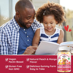 Iron Supplement Gummies for Kids - with Calcium, Zinc, Kids Multivitamin with Iron Gummies - Immune Support, Blood Builder & Energy Support for Iron Deficiency, Anemia, Peach & Mango Flavor, 60 Count