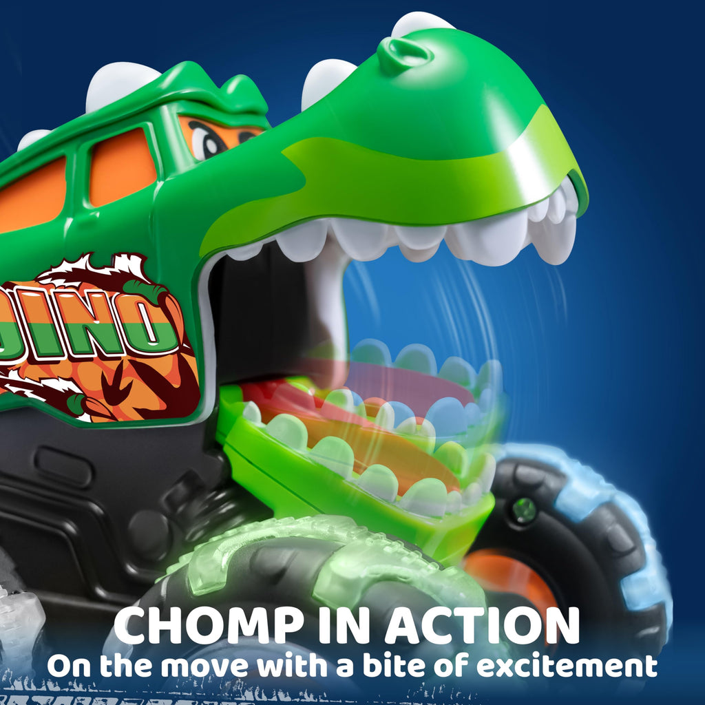 JOYIN 3 Pack Monster Truck Toy, Light Up Cars Press and Go Dinosaur Trucks