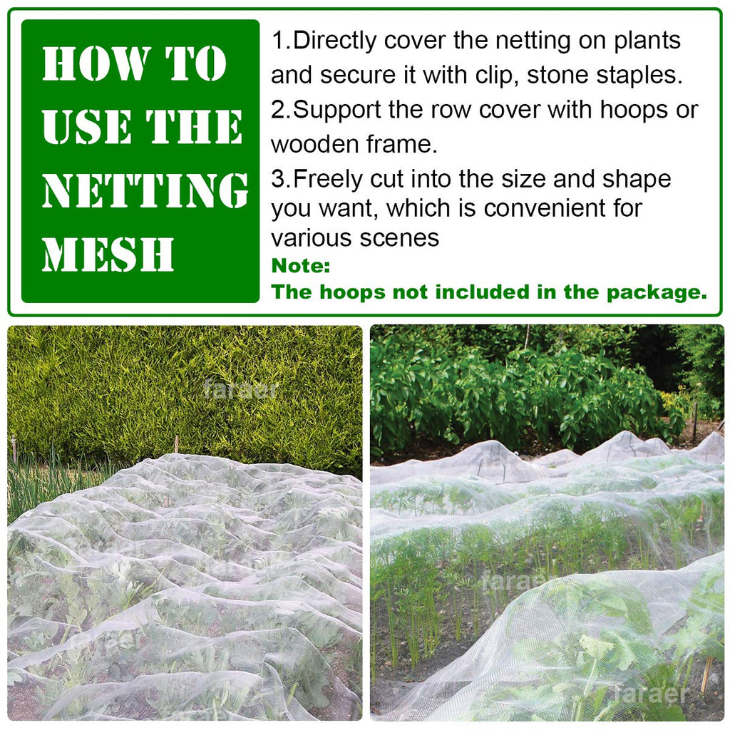 Garden Netting, Plant Covers 10x33Ft Net Ultra Fine Mesh Protection Netting for Vegetable Plants Fruits Flowers Crops Greenhouse Row Cover Raised Bed Barrier Screen Protection Net Cover (10x33ft)