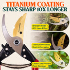 Haus & Garten ForgedPRO 8.75" Heavy Duty Professional Titanium Bypass Pruning Shears - Use As Pruners, Garden Shears, Handheld Pruning Shears For Gardening, Clippers, Garden Scissors, Pruner Tool