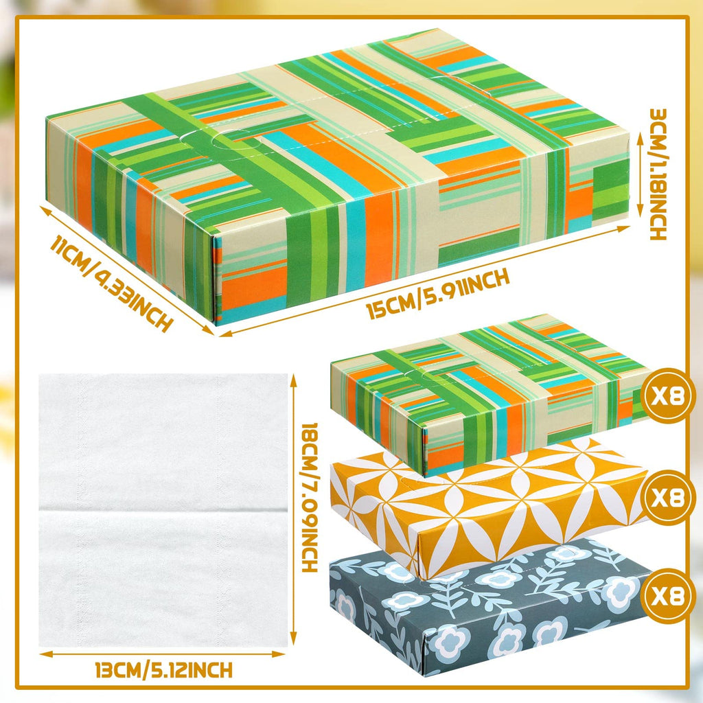 Yinder 24 Packs 960 Sheets Tissue Cube Car Facial Boxes Disposable Facial Travel Tissues Holder Soft Watercolor Boxes 2 Ply 40 Sheets for Wedding Household Car Kitchen Bathroom(Simple)