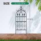 SCENDOR Garden Trellis for Climbing Plants, 60" H x 21.7" W Heavy Duty Metal Trellis, 5FT Rustproof Black Iron Vine Support Trellis with Ground Stakes, Decorative Cupid Arrow Design for Roses, Vines