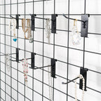 HUHOLE 50 Pack Gridwall Hooks 4 Inch – Black Metal Display Hangers for Wire Grid Panel – Heavy Duty Retail Store Fixtures, Garage Organizer, Craft Fair & Jewelry Rack (20lbs Capacity)