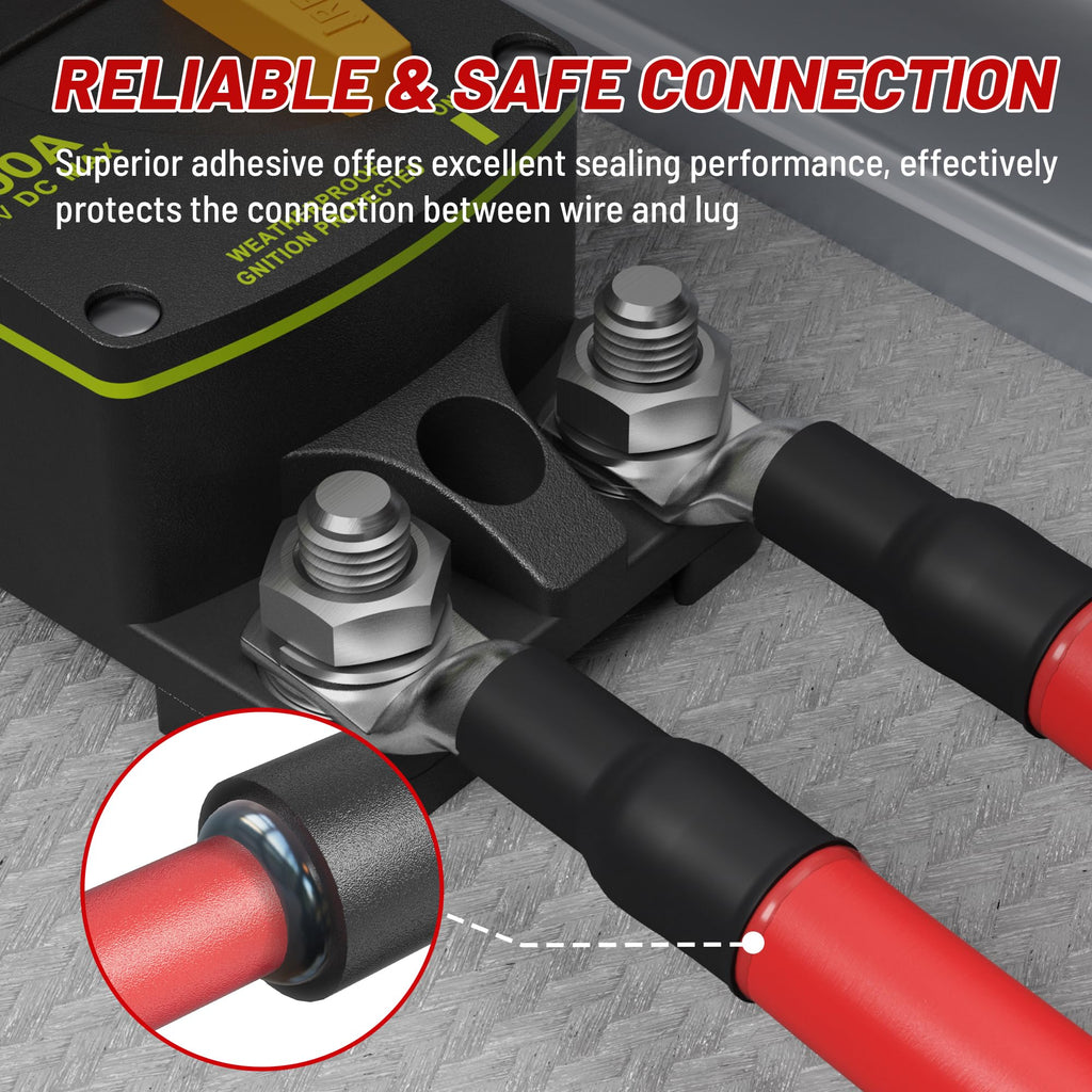 RED WOLF 20PCS 6 AWG-5/16 Marine Grade Wire Lugs, Tinned Copper Ring Terminal Connectors Ends W/3:1 Dual Wall Adhesive Heat Shrink Tubing, Heavy Duty Anti-Rust Battery Cable Ends