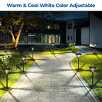 CINOTON 6 Pack RGBCW Solar Pathway Outdoor Lights, 3 Lighting Modes Solar LED Garden Light, IP65 Waterproof Outside Solar Powered Landscape Lighting for Patio Walkway Yard Driveway RGB/Warm/Cold White
