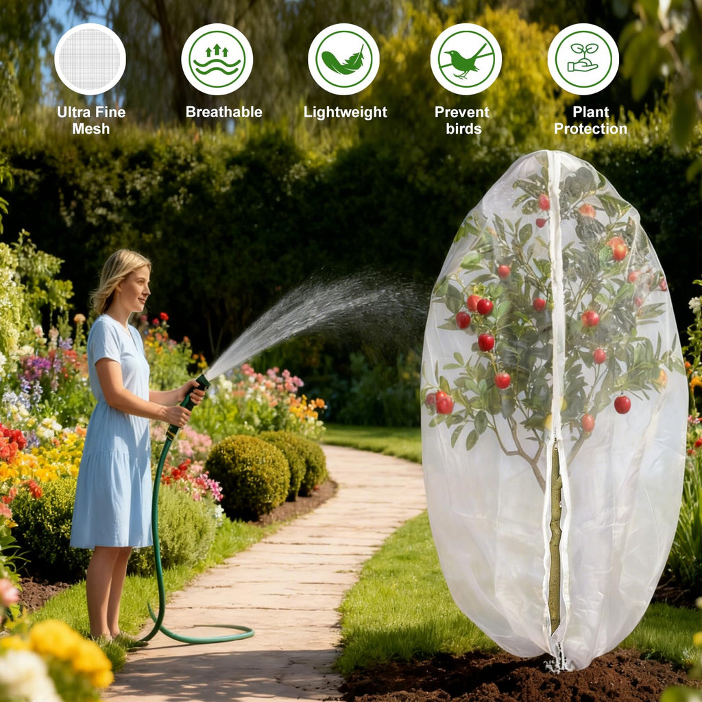 Jevrench 2-Pack 4 x 6 ft Garden Netting Bags with Zipper and Drawstring