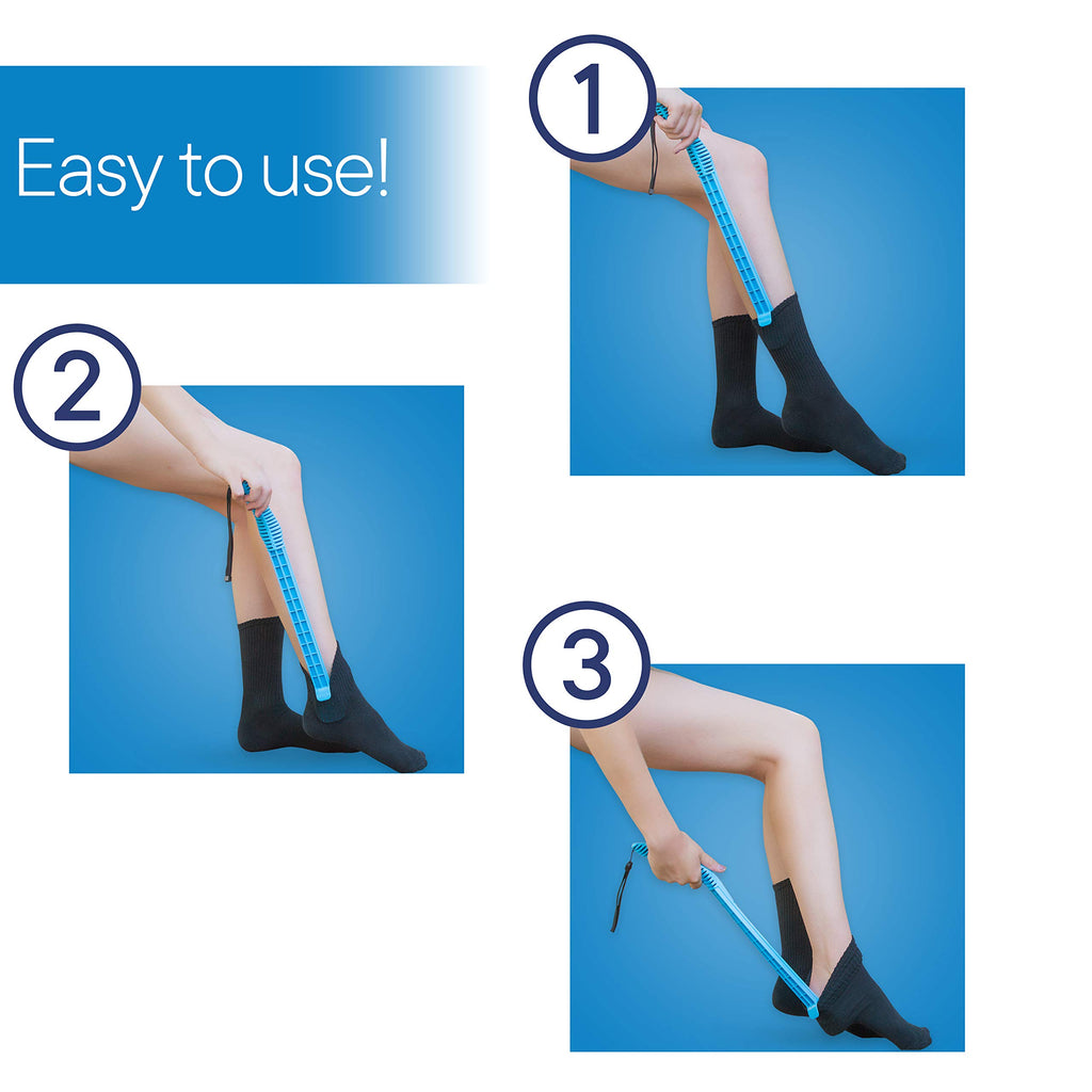 RMS Compression Stocking or Sock Aid for Removing Socks or Light to Medium Compression Hosiery for Men or Women with Arthritis or Limited Mobility (Blue)