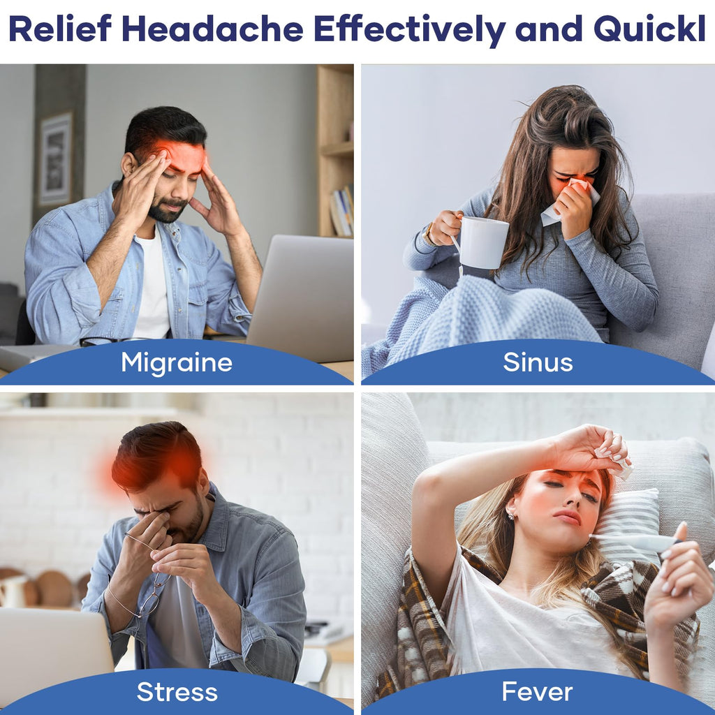 Qnoon Migraine Relief Cap, Headache Relief Cap Mask Products, Cooling Odorless Gel Ice Head Wrap for Tension, Stress,Hangover & Puffy Eyes