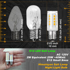 Hylroe E12 LED Night Light Bulb 25W-40W Replacement AC120V 2W 2700K Warm White Candelabra Base E12 C7 for Himalayan Salt Lamp Dryer Refrigerators Decoration Christmas Lighting Bulb, 300lm, 4 Pack