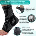 INDEEMAX Ankle Brace Compression Sleeve for Women & Men, Ankle Support Copper Infused Ankle Brace for Sprained Ankle, Plantar Fasciitis Sports, Achilles Tendonitis Pain Relief, Sliver Black, S